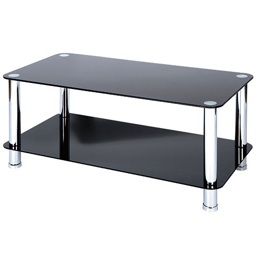 Levv Milano Black Glass Coffee Table with Chrome Legs