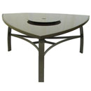Brown Glass 160cm 3 Legged Triangle Table with Lazy Susan