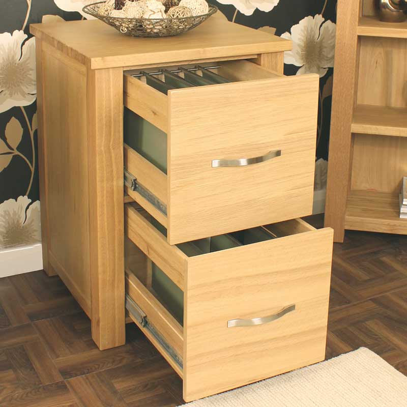 Aston Oak Two Drawer Filing Cabinet